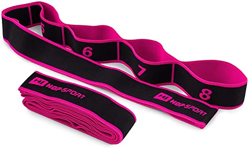 Hop-Sport Yoga Stretching Band Fitnessband aus Nylon - Widerstandsband mit 8 Schlaufen, Yoga-Gurt, Abmessungen 90 cm x 4 cm (pink) von HS HOP-SPORT