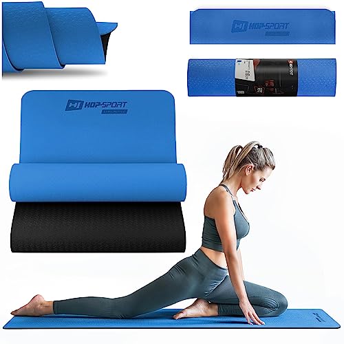 Hop-Sport Yogamatte HS-T006GM Gymnastikmatte Bodenmatte Pilates 183 x 61 x 0,6 cm rutschfest & Faltbar (blau) von HS HOP-SPORT