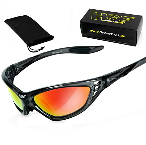 HSE SportEyes® | UV400 Schutzfilter, HLT® Kunststoff-Sicherheitsglas nach DIN EN 166 | Sportbrille, Radbrille, Sonnenbrille | (laser red) von HSE