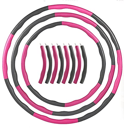 Bauchtrainer Fitnesstraining Hula Hoop Reifen mit 8-Fach verstellbarem Kreis Schaumstoffring für Fitness Gewichtsverlust für Kinder Erwachsene & Anfänger Hulahoop(Rosa) von HSHa