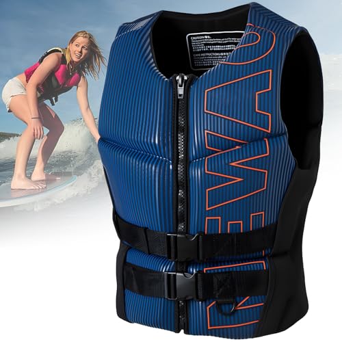 Schwimmweste Für Erwachsene Auftriebsweste Neopren Verstellbare Auftriebshilfen Leichte Schwimmweste Herren Und Damen Schwimmwesten Für Kajakfahren Angeln Surfen,2XL, Navy Blue von HSKJTT