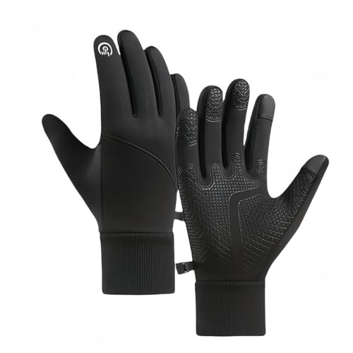 HSTWODE 1 Paar Radhandschuhe, Radhandschuhe Anti-Rutsch Winddicht Stoßdämpfung, geeignet für Männer und Frauen, Skifahren Outdoor-Sportarten (Größe S schwarz) von HSTWODE