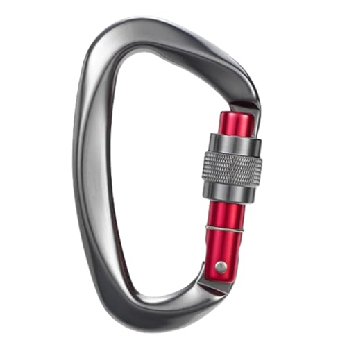 HSTWODE 25KN Professioneller Kletterkarabiner Karabiner mit Schraubverschluss,für Camping, Leichter Hängematten-Verschlussclip zum Klettern,Abseilen,Ho (1 Graphitgrau) von HSTWODE