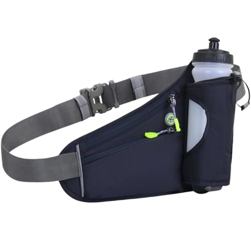 HSTWODE Bauchtasche für Trinkflasche,Laufgürtel Handy,Gürteltasche mit Flaschenhalter,Running Belt,Verstellbar Hüfttasche Damen und Herren,Trinkgürtel für Jogging (dunkelblaue) von HSTWODE