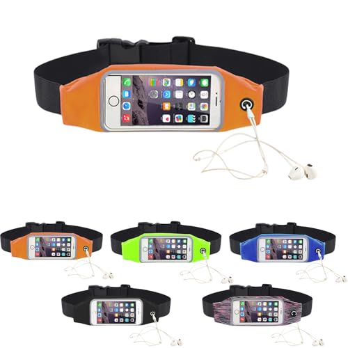 HSTWODE Laufgürtel Handy Lauftasche Jogging Tasche Wasserfest, Slim Running Belt Flexibel mit Sichtfenster, Laufgurt zum Joggen Bauchtasche Sport (Orange) von HSTWODE