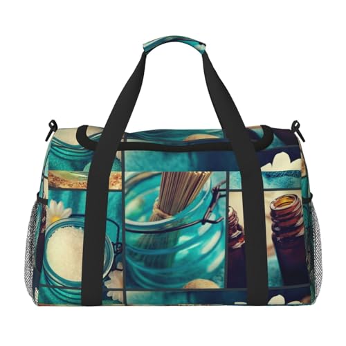 Spa Village of Floral Wasserbadesalz Kerzen Handgepäcktasche – langlebiges Handgepäck Wochenendtasche, Reisetasche, Reisetasche, Urlaubstasche, Reisetasche, tragbare Tasche, Reiseausrüstung, von HSZSQZWH