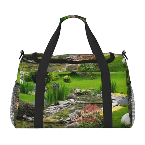 Spring Grass Handgepäcktasche – strapazierfähiges Handgepäck, Wochenendtasche, Reisetasche, Reisetasche, Reisetasche, Reisetasche, tragbare Tasche, Reiseausrüstung, Tragetasche, Schwarz , von HSZSQZWH