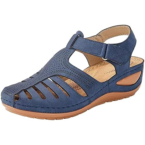 Damen ModeTrekking Sport Sandalen,Strand Wander Sandalen,Sommer Freizeitschuhe, Outdoor Sportschuhe,Blau,37 von HTDZDX