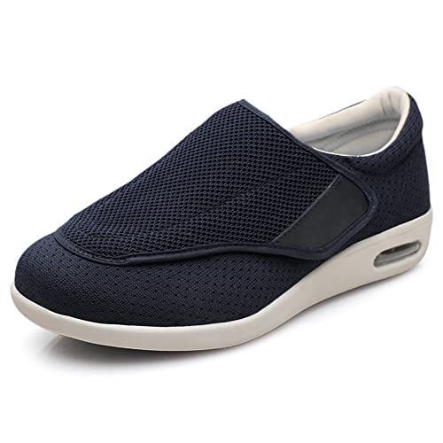 Diabetiker-Hausschuhe, Sandalen, Geschwollene Hausschuhe, Verstellbare Schuhe, Geschlossene Damen Sandalen, Diabetische Orthopädische Verbandschuhe,Dark Blue,37 von HTDZDX