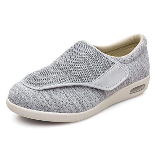 Diabetiker-Hausschuhe, Sandalen, Geschwollene Hausschuhe, Verstellbare Schuhe, Geschlossene Damen Sandalen, Diabetische Orthopädische Verbandschuhe,Light Gray Mixed Yarn,48 von HTDZDX