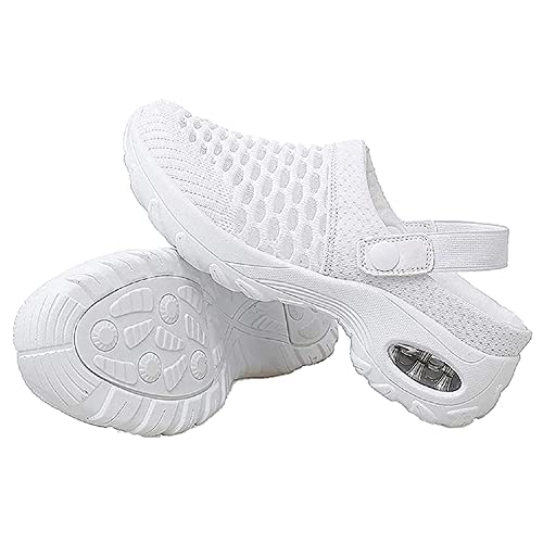 Orthopädische Slip on Schuhe Mit Luftkissen Für Diabetiker, Frauen Luftkissen Mesh Krankenschwesterschuhe, Plattform, Luftkissen Sandalen,Weiß,36 von HTDZDX