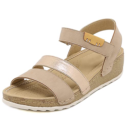 Sommer Flip Flops Für Damen, 2022 Outdoor Trekkingsandalen,Peeptoe Sandalen, Sommersandalen,Beige,37 von HTDZDX