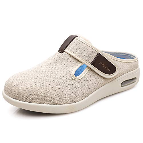 Verstellbarer Schuh Für Diabetiker, Leichte, Verstellbare Schuhe Für Geschwollene Füße, Therapieschuhe, Extra Breit, Diabetiker-Wanderschuhe,Beige,40 von HTDZDX