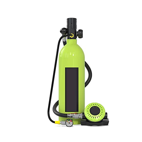 HTQFDC Tauchflasche, 1 l Fassungsvermögen, kleine maßgeschneiderte Tauch-Atemschutzmaske, kann für Unterwasser-Atemgeräte für Erwachsene verwendet werden, um sanfter zu atmen (Farbe: Grün, Größe: 1 l) von HTQFDC