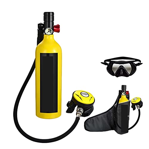 HTQFDC Tauchflasche, Tauchflasche, Schwimmzubehör, Tauch-Atemschutzmaske, Tauch-Sauerstoffflasche, sanfter atmen (Farbe: Gelb, Paket A, Größe: X-Large) von HTQFDC