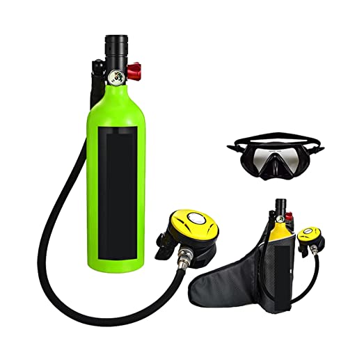 HTQFDC Tauchflasche, Tauchflasche, Schwimmzubehör, Tauch-Atemschutzmaske, Tauch-Sauerstoffflasche, sanfter atmen (Farbe: Grün, Paket A, Größe: X-Large) von HTQFDC