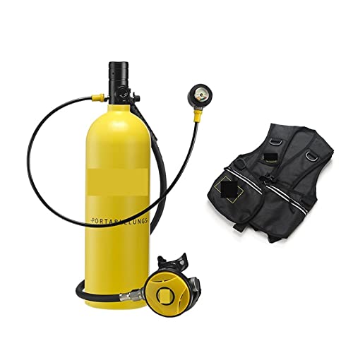 HTQFDC Tauchflasche 2L Tauch-Rebreather-Tauchausrüstung Tragbares, sanfteres Atmen (Farbe: Schwarzkopf in gelber Flasche, Größe: 2XL) von HTQFDC
