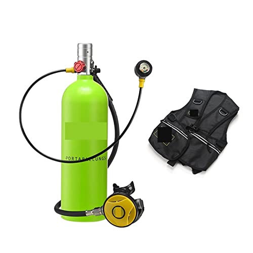 HTQFDC Tauchflasche 2L Tauch-Rebreather-Tauchausrüstung Tragbares, sanfteres Atmen (Farbe: Silverhead in Green Bottle, Größe: 2XL) von HTQFDC