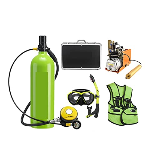 HTQFDC Tauchflasche Outdoor-Tauchmaske 2L Erwachsene Schwimmen Sauerstoffflasche Freizeit und Unterhaltung Sanfter atmen (Farbe: Grün, Größe: E) von HTQFDC