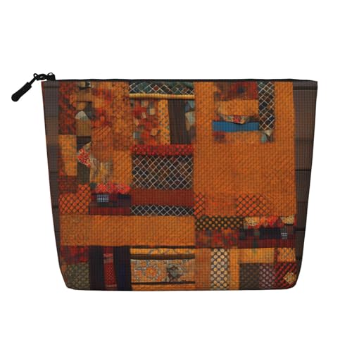 HTTUP Afrikanische Textil-Make-up-Tasche, Patchwork-Druck, Geschäftsreise, unverzichtbar, einlagig, Make-up-Tasche mit Reißverschluss, große Kapazität, Schwarz, Einheitsgröße von HTTUP