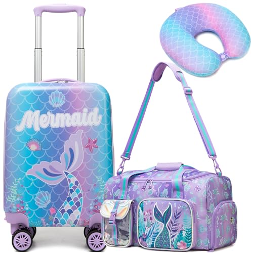 3 teiliges Kinderkoffer, Kindertrolley mit Schwimmtasche Kinder, Nackenkissen & Gepäckanhänger, Kindergepäck mit Rollen, Handgepäck Reisekoffer Hartschalenkoffer für Mädchen 3 teiliges Kinderkoffer, Kindertrolley mit Schwimmtasche Kinder, Nackenkissen & Gepäckanhänger, Kindergepäck mit Rollen, Handgepäck Reisekoffer Hartschalenkoffer für Mädchen von HTgroce