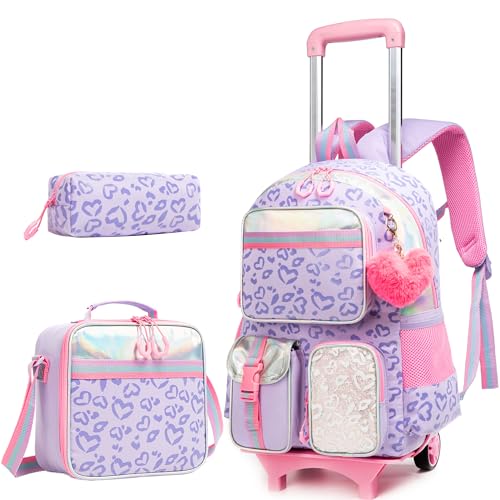 HTgroce Kinder Trolley Rucksack Schultasche Schulranzen Mädchen schultrolleys Schulrucksack Kinderkoffer Rolling Reisegepäck Mehrfachtaschen School Trolley Bag HTgroce Kinder Trolley Rucksack Schultasche Schulranzen Mädchen schultrolleys Schulrucksack Kinderkoffer Rolling Reisegepäck Mehrfachtaschen School Trolley Bag von HTgroce