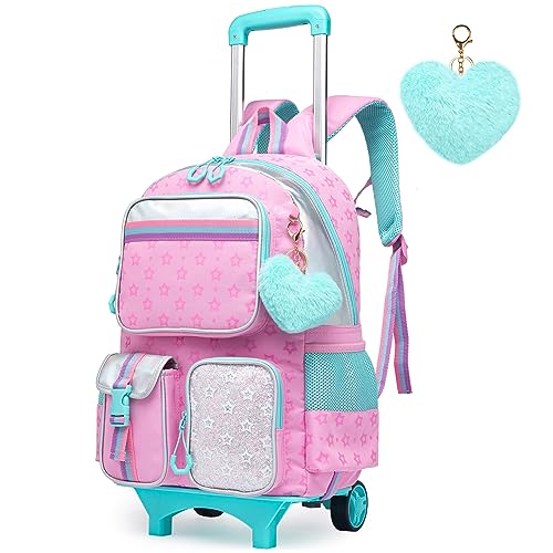 HTgroce Kinder Trolley Rucksack Schultasche Schulranzen Mädchen schultrolleys Schulrucksack Kinderkoffer Rolling Reisegepäck Mehrfachtaschen HTgroce Kinder Trolley Rucksack Schultasche Schulranzen Mädchen schultrolleys Schulrucksack Kinderkoffer Rolling Reisegepäck Mehrfachtaschen von HTgroce