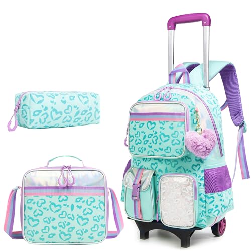 HTgroce Kinder Trolley Rucksack Schultasche Schulranzen Mädchen schultrolleys Schulrucksack Kinderkoffer Rolling Reisegepäck Mehrfachtaschen HTgroce Kinder Trolley Rucksack Schultasche Schulranzen Mädchen schultrolleys Schulrucksack Kinderkoffer Rolling Reisegepäck Mehrfachtaschen von HTgroce