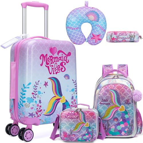 HTgroce Kinderkoffer mit Rucksack, Kids Trolley, Kindergepäck mit Rollen, Reisekoffer mit Teleskopgriff, Hartschalenkoffer für Kinder, Kindertrolley HTgroce Kinderkoffer mit Rucksack, Kids Trolley, Kindergepäck mit Rollen, Reisekoffer mit Teleskopgriff, Hartschalenkoffer für Kinder, Kindertrolley von HTgroce