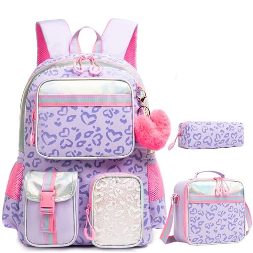 HTgroce Lila Schultaschen Mädchen, School Backpack for Girls, Vorschulrucksack Mädchen Schulrucksack Mädchen Schulranzen 3pc HTgroce Lila Schultaschen Mädchen, School Backpack for Girls, Vorschulrucksack Mädchen Schulrucksack Mädchen Schulranzen 3pc von HTgroce