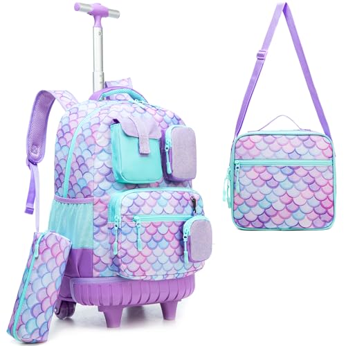 HTgroce Meerjungfrau Trolley Rucksack Mädchen Schulranzen Trolley Mädchen 7 Jahren Rolling Backpack Girls School Bag Trolley HTgroce Meerjungfrau Trolley Rucksack Mädchen Schulranzen Trolley Mädchen 7 Jahren Rolling Backpack Girls School Bag Trolley von HTgroce