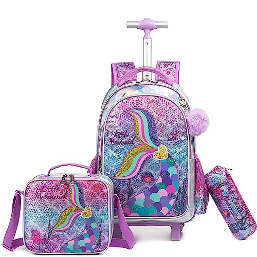 HTgroce Meerjungfrauen Kinder Trolley Rucksack Schulranzen mit Rollen Rolling Schultasche für Mädchen Schüler Kindergepäck Reisegepäck Kindertrolley Reisekoffer Schulranzen Trolley Mädchen HTgroce Meerjungfrauen Kinder Trolley Rucksack Schulranzen mit Rollen Rolling Schultasche für Mädchen Schüler Kindergepäck Reisegepäck Kindertrolley Reisekoffer Schulranzen Trolley Mädchen von HTgroce