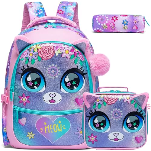 HTgroce Rucksack mit Federmäppchen Lunch Tasche 3 in 1 Schulranzen für Mädchen, Schultaschen-Sets für Kinder Schüler HTgroce Rucksack mit Federmäppchen Lunch Tasche 3 in 1 Schulranzen für Mädchen, Schultaschen-Sets für Kinder Schüler von HTgroce