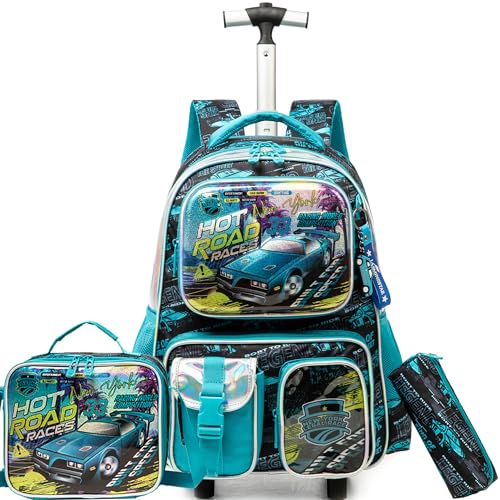 HTgroce Schulranzen Mit Rollen Schulranzen Trolley Rucksack Mit Rollen School Bag Trolley Grundschüle Kinderkoffer von HTgroce