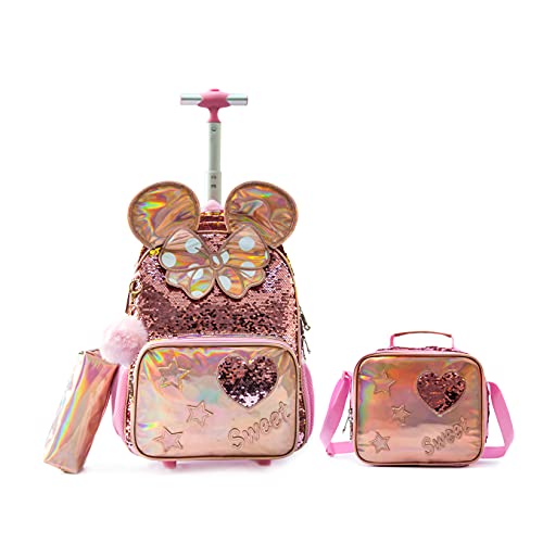 HTgroce Schultasche mit Rollen Kinder Mädchen Rucksack 16 inch Schulrucksack mit Rollen, 3 in 1 Büchertasche Set Perfekter Kinderrucksack für Mädchen Teenager Mickey. HTgroce Schultasche mit Rollen Kinder Mädchen Rucksack 16 inch Schulrucksack mit Rollen, 3 in 1 Büchertasche Set Perfekter Kinderrucksack für Mädchen Teenager Mickey. von HTgroce