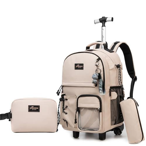 HTgroce Trolley Rucksack mit Teenager, Mädchen Rollrucksack, Reise und Schultasche auf Rollen, Lunchkorb und Federmäppchen HTgroce Trolley Rucksack mit Teenager, Mädchen Rollrucksack, Reise und Schultasche auf Rollen, Lunchkorb und Federmäppchen von HTgroce