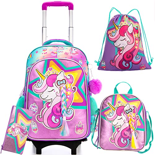 HTgroce Trolley Schulranzen Schulranzen mit Rollen Einhorn Trolley für Mädchen,Schulranzen Mädchen Einhorn Inklusive Lunchpaket und Federmäppchen Schulgeschenk für Mädchen Rucksack Trolly. HTgroce Trolley Schulranzen Schulranzen mit Rollen Einhorn Trolley für Mädchen,Schulranzen Mädchen Einhorn Inklusive Lunchpaket und Federmäppchen Schulgeschenk für Mädchen Rucksack Trolly. von HTgroce