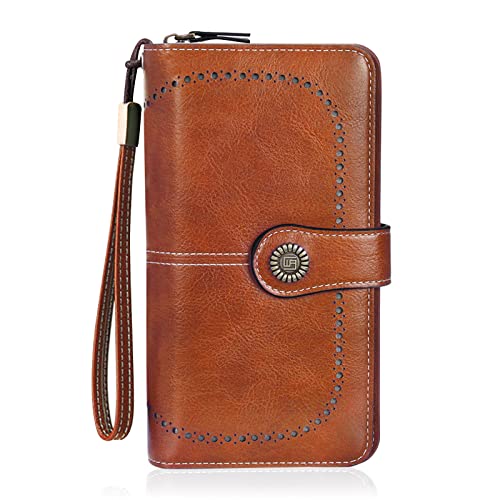 HUA ANGEL Damen Lange Clutches Geldbörse Große Kapazität Handschlaufe Portemonnaie Reißverschluss Brieftasche Handy Geldbörse PU Leder mit Mehreren Kartenfächern für Kreditkarten Barrechnungen HUA ANGEL Damen Lange Clutches Geldbörse Große Kapazität Handschlaufe Portemonnaie Reißverschluss Brieftasche Handy Geldbörse PU Leder mit Mehreren Kartenfächern für Kreditkarten Barrechnungen von HUA ANGEL
