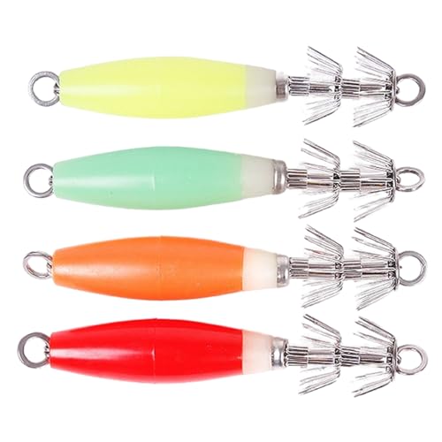 4 Teile/Paket Glowing Squid Jigs Haken Köder Set Mit Garnelen Designs Für Effektive Angeln Künstliche Harte Angeln Köder Set von HUAANYA