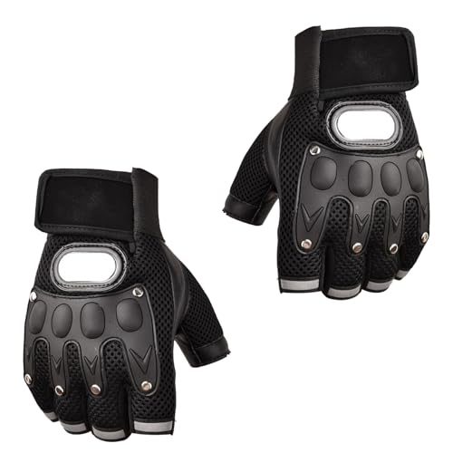 HUAJINGKEJI Fingerlose Fahrradhandschuhe, Halbfinger, atmungsaktiv, Motorradhandschuhe für Outdoor-Arbeit, Sport, harte Handschuhe von HUAJINGKEJI