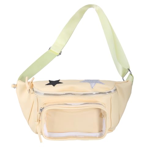 HUAJINGKEJI Itabag modische Taschen für Damen, transparent, japanischer Stil, Umhängetasche, schöne Hüfttasche, Geldbörsen und Handtaschen für Anstecknadel-Display, gelb, Size reference picture, von HUAJINGKEJI