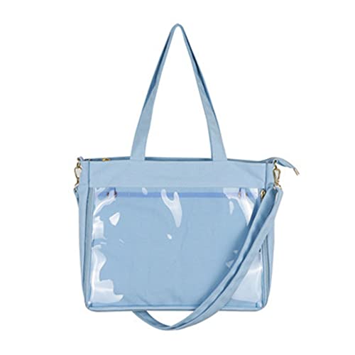 JK Damen-Umhängetasche, Teenager, Crossbody-Tasche, transparent, mit Tragegriff oben, All-Matching Bag, blau von HUAJINGKEJI