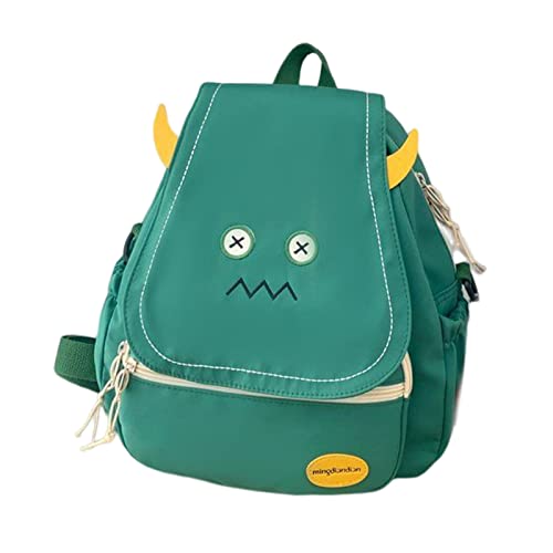 Lustiger Damen-Rucksack, Cartoon-Schulrucksack für Mädchen, Büchertaschen, kleine Büchertaschen, Schultertaschen, grün von HUAJINGKEJI