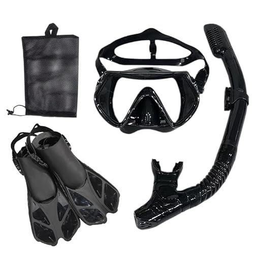 Schnorchel-Tauchmaske und Schutzbrille, Tauch-Schwimmschlauch-Set, Erwachsene, Unisex(Black,L/XL) von HUAKLTR