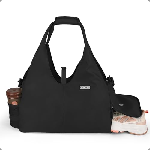 HUALIANG Sporttasche Damen, 25L Yogatasche Groß Reisetasche mit Schuhfach, Tragetasche Herren Sport Gym Yoga Bag für Yogamatten, Schwimmtasche für Gym Yoga Sauna Shopping Schwarz HUALIANG Sporttasche Damen, 25L Yogatasche Groß Reisetasche mit Schuhfach, Tragetasche Herren Sport Gym Yoga Bag für Yogamatten, Schwimmtasche für Gym Yoga Sauna Shopping Schwarz von HUALIANG