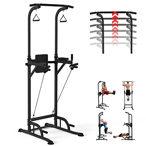 HUAMYTH Power Tower Dip Bar Station Multifunktions Klimmzugstange für Home Gym Krafttraining Workout Übung Fitnessgeräte Klimmzüge, Liegestütze, vertikale Knie- und Beinheben von HUAMYTH