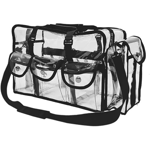 Kosmetiktasche mit großem Fassungsvermögen, für Damen, Mädchen, Kosmetiktasche, Reise-/Strandtasche, PVC, transparent, Schwarz von HUANGANG