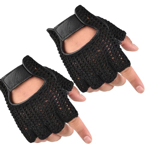 HUANGTNG 1 Paar Herren-Handschuhe aus Wolle, Leder, Halbfinger, Fitness-Fäustlinge, Radfahren, Outdoor-Handschuhe für Outdoor-Radsport und Fitness von HUANGTNG