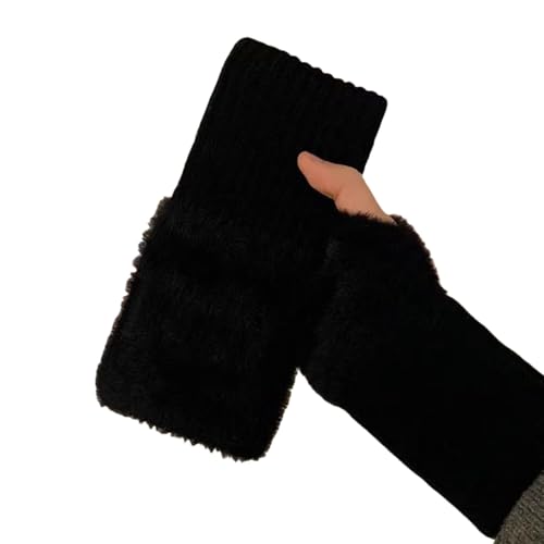 HUANGTNG Trendige warme Thermo-Handschuhe, gestrickt, stilvoll, weich, für kaltes Wetter, Winter, Radfahren, Skifahren, Klettern von HUANGTNG