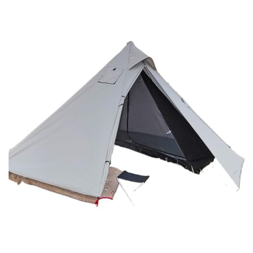 Camping Zelt Wasserdichtes Camping-Doppelschicht-Zelt-Set for Den Außenbereich, Einzelner Holzofen, Pyramiden-Kaminzelt, Campingzelt Kuppelzelt(White,B) von HUANGZHAJ